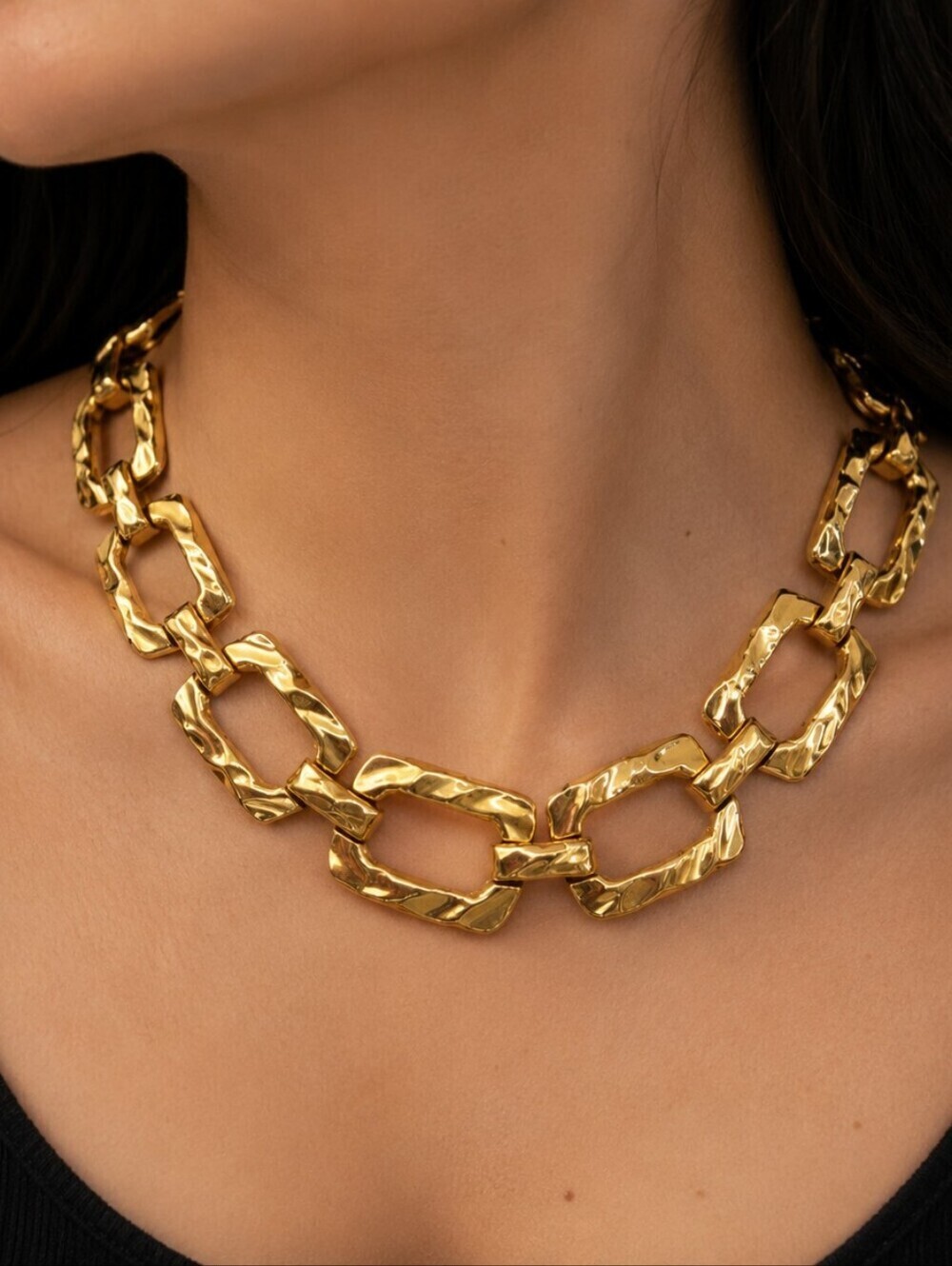 VTG 1980s Chunky Geometric Rectangle Hip Hop Unisex Baddie Collar Necklace